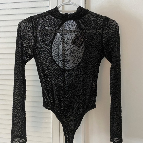 Sheer Black Cheetah Bodysuit - Picture 1 of 4